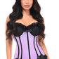 Lavish Lt Purple w/Black Lycra Hook & Eye Stretch Bustier Corset - Daisy Corsets