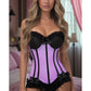 Lavish Lt Purple w/Black Lycra Hook & Eye Stretch Bustier Corset - Daisy Corsets