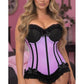 Lavish Lt Purple w/Black Lycra Hook & Eye Stretch Bustier Corset - Daisy Corsets