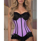 Lavish Lt Purple w/Black Lycra Hook & Eye Stretch Bustier Corset - Daisy Corsets
