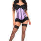 Lavish Lt Purple w/Black Lycra Hook & Eye Stretch Bustier Corset - Daisy Corsets