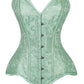 Lavish Mint Green Brocade Overbust Corset W/Busk Closure - Daisy Corsets