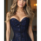 Lavish Navy Blue Lace Overbust Corset w/Zipper - Daisy Corsets