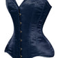Lavish Navy Blue Satin Overbust Corset Sweetheart Neckline Busk Closure - Daisy Corsets