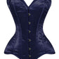 Lavish Navy Blue Satin Overbust Corset Sweetheart Neckline Busk Closure - Daisy Corsets