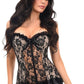 Lavish Nude w/Black Lace & Lycra Hook & Eye Stretch Bustier Corset - Daisy Corsets