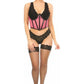 Lavish Pink Fishnet Underwire Open Cup Waist Cincher - Daisy Corsets
