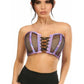 Lavish Purple Holo & Fishnet Lace-Up Short Bustier Top