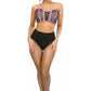 Lavish Purple Holo & Fishnet Lace-Up Short Bustier Top