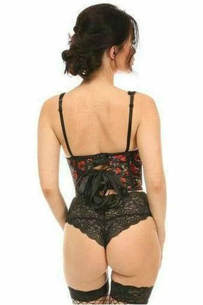 Lavish Red Roses Satin Open Cup Waist Cincher - Daisy Corsets