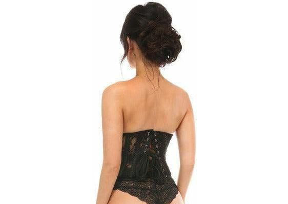 Lavish Sheer Black Lace Open Bust Underwire Short Underbust Corset - Daisy Corsets