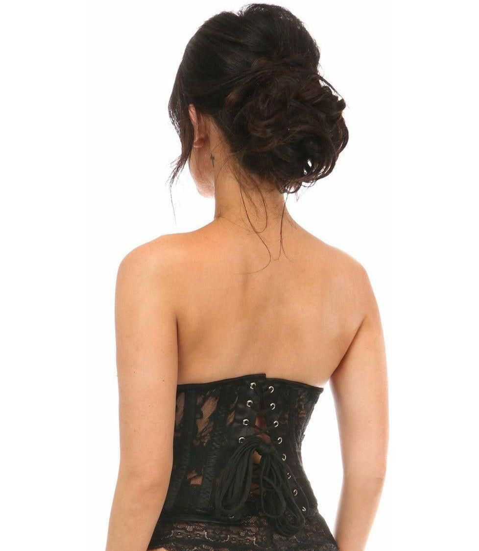 Lavish Sheer Black Lace Open Bust Underwire Short Underbust Corset - Daisy Corsets