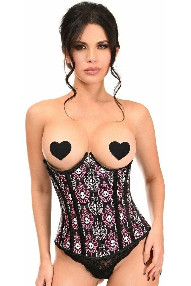 Lavish Skull Print Underwire Open Cup Underbust Corset - Daisy Corsets
