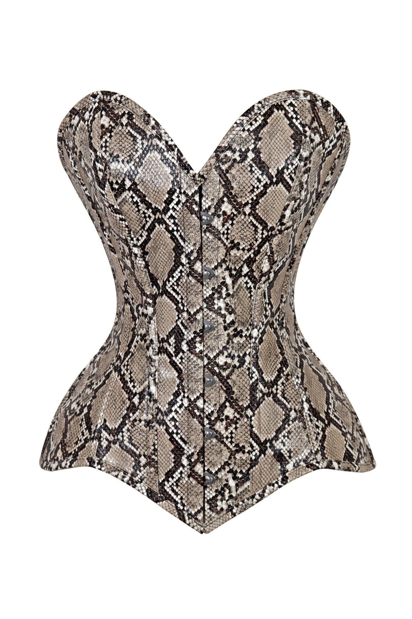 Lavish Snake Skin Print Overbust Corset Sweetheart Neckline Busk Closure - Daisy Corsets
