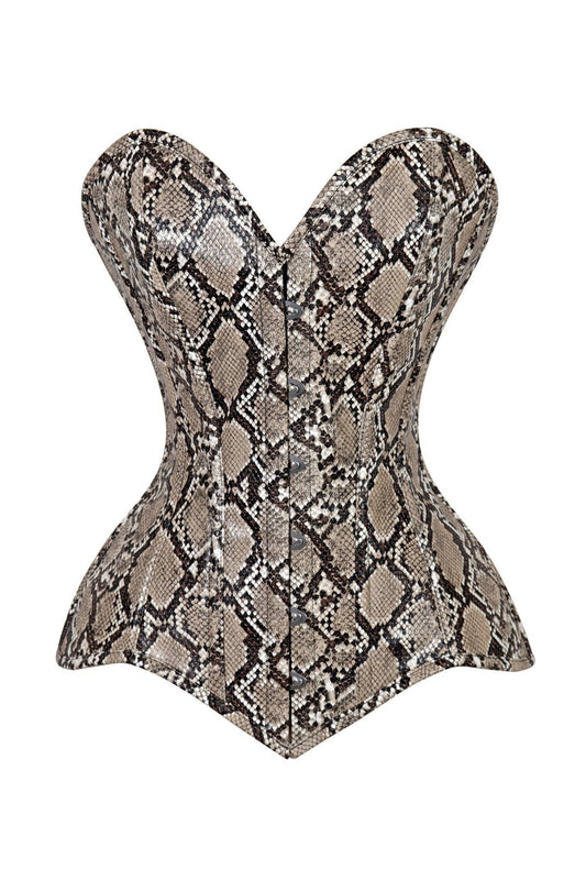 Lavish Snake Skin Print Overbust Corset Sweetheart Neckline Busk Closure - Daisy Corsets