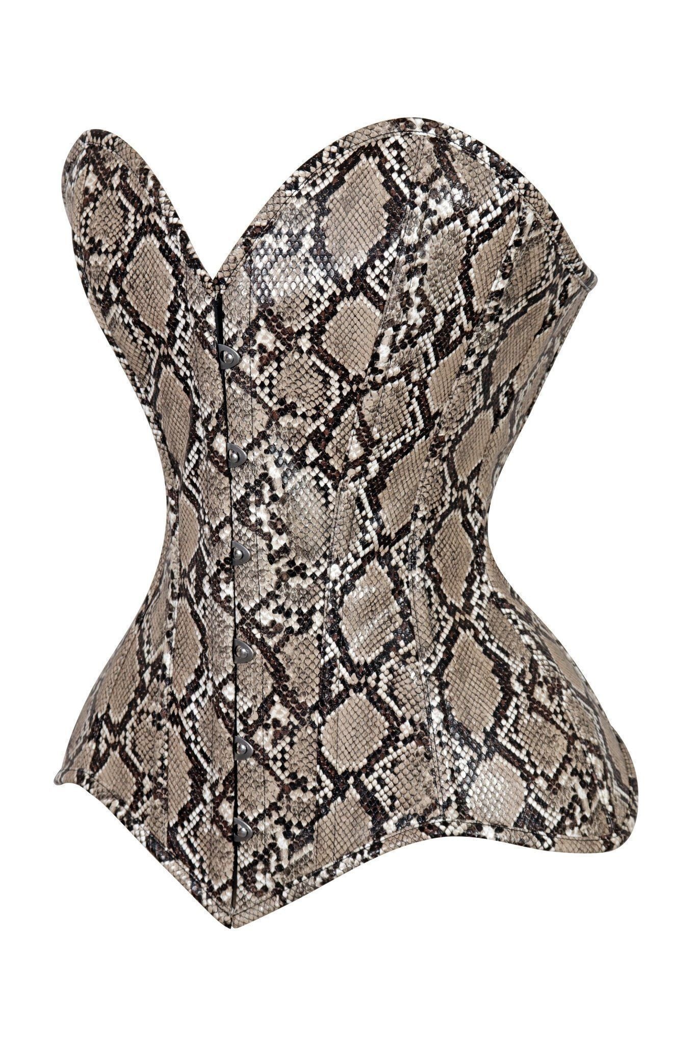 Lavish Snake Skin Print Overbust Corset Sweetheart Neckline Busk Closure - Daisy Corsets