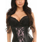 Lavish Wet Look Under Bust Corset Pink w/Lace Overlay - Daisy Corsets