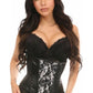 Lavish Wet Look Under Bust Corset White w/Lace Overlay - Daisy Corsets