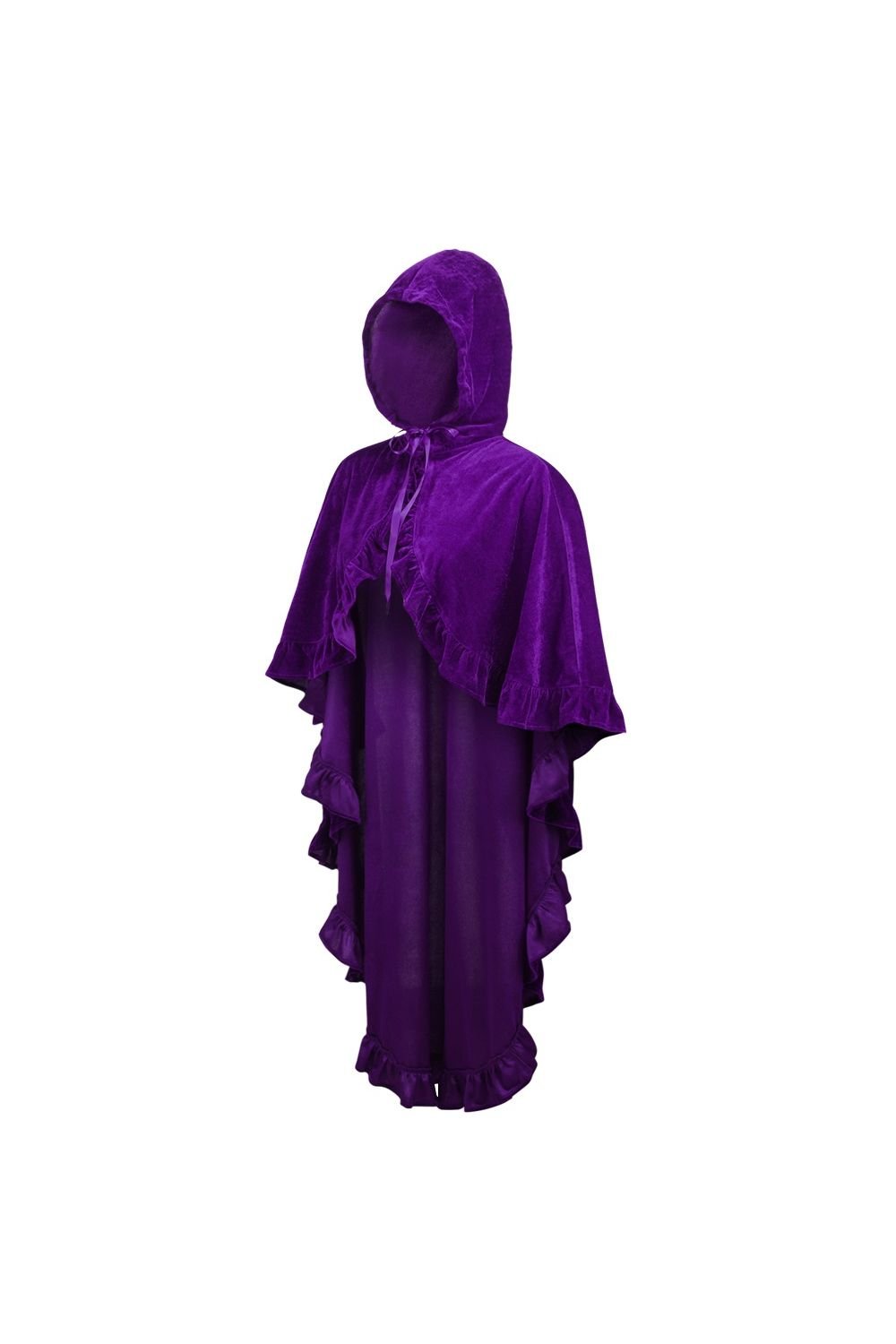 Purple Velvet Hooded Ruffle Cape - Daisy Corsets