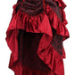 Red Brocade Adjustable High Low Bustle Skirt - Daisy Corsets