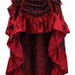 Red Brocade Adjustable High Low Bustle Skirt - Daisy Corsets