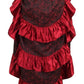 Red Brocade Adjustable High Low Bustle Skirt - Daisy Corsets