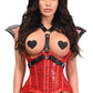 Red Sequin w/Black Faux Leather Bat Wings Body Harness - Daisy Corsets
