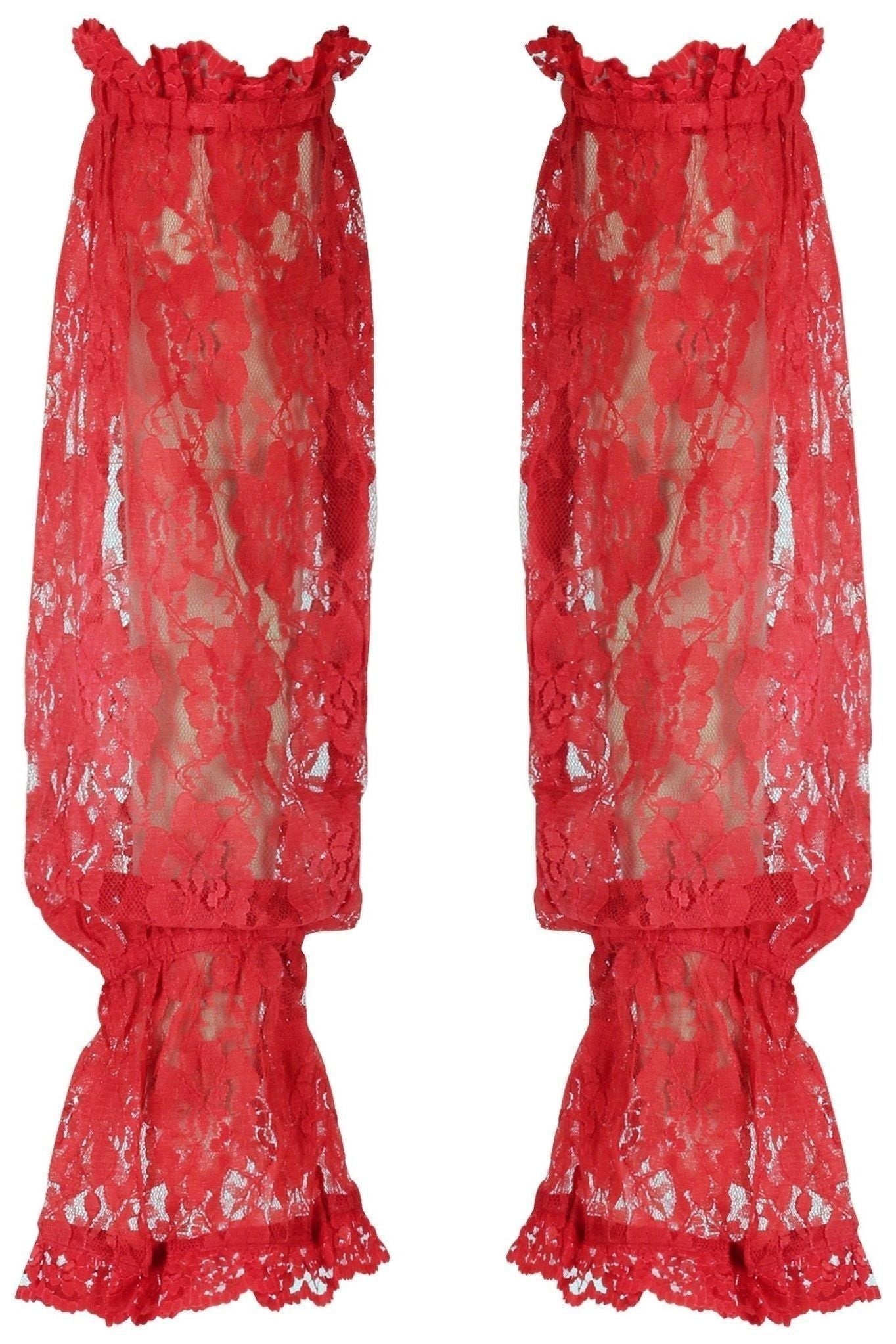Red Sheer Lace Smocked Sleeves - Daisy Corsets