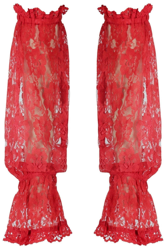 Red Sheer Lace Smocked Sleeves - Daisy Corsets