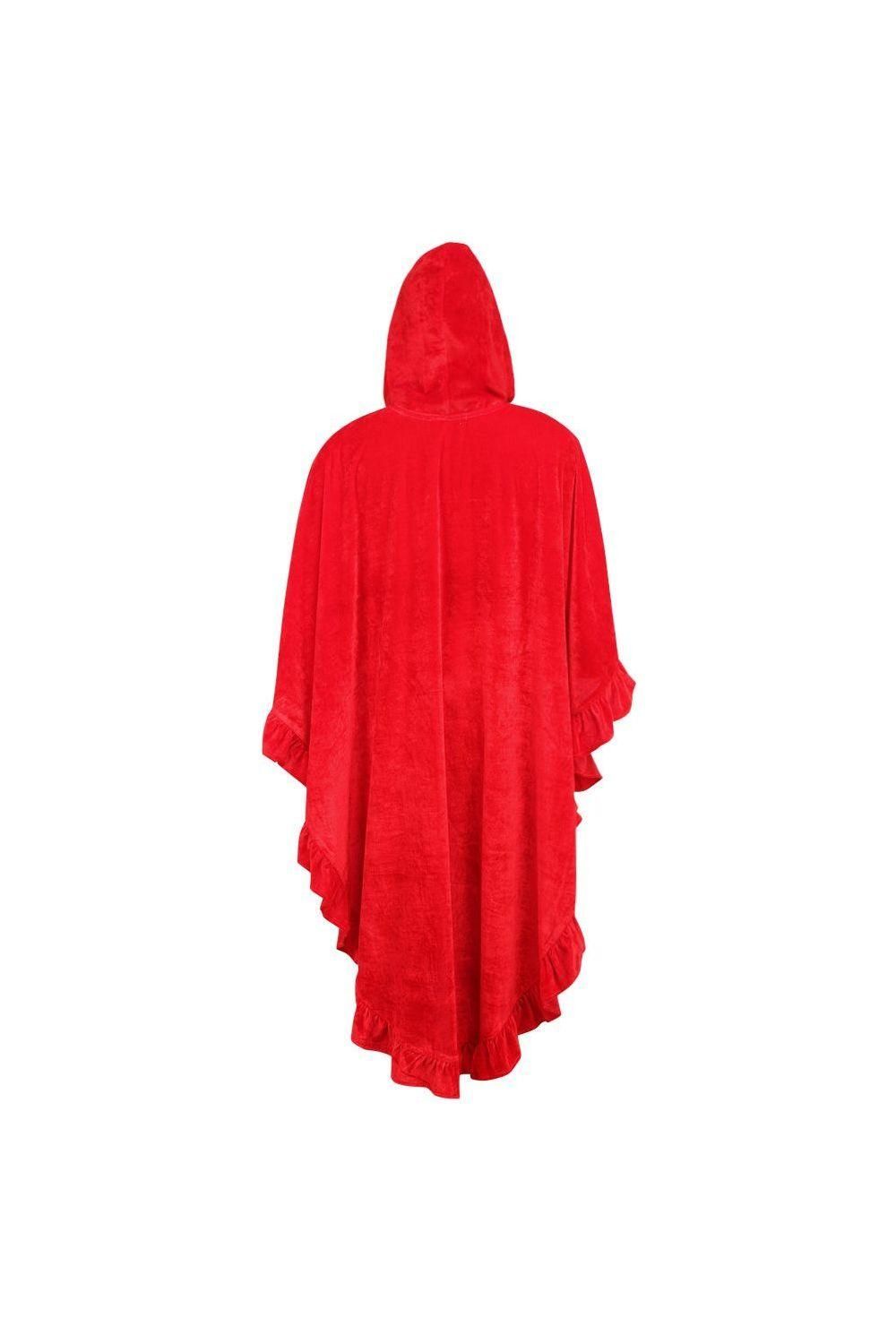 Red Velvet Hooded Ruffle Cape - Daisy Corsets