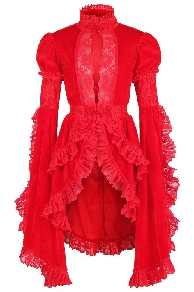 Red Velvet & Lace Ruffled Jacket - Daisy Corsets