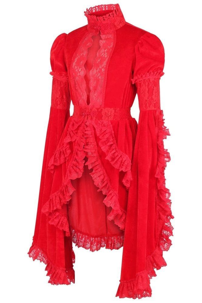 Red Velvet & Lace Ruffled Jacket - Daisy Corsets