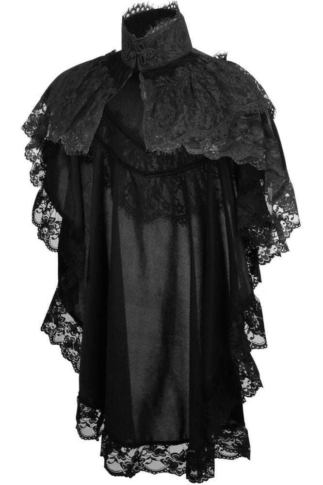 Tapered Black Velvet & Lace Capelet - Daisy Corsets