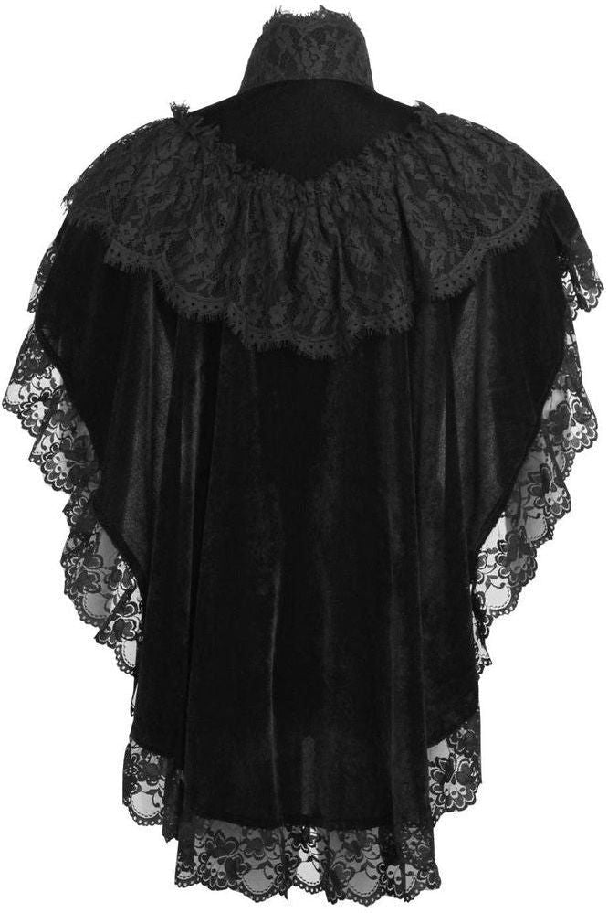 Tapered Black Velvet & Lace Capelet - Daisy Corsets
