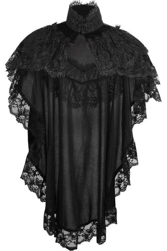 Tapered Black Velvet & Lace Capelet - Daisy Corsets