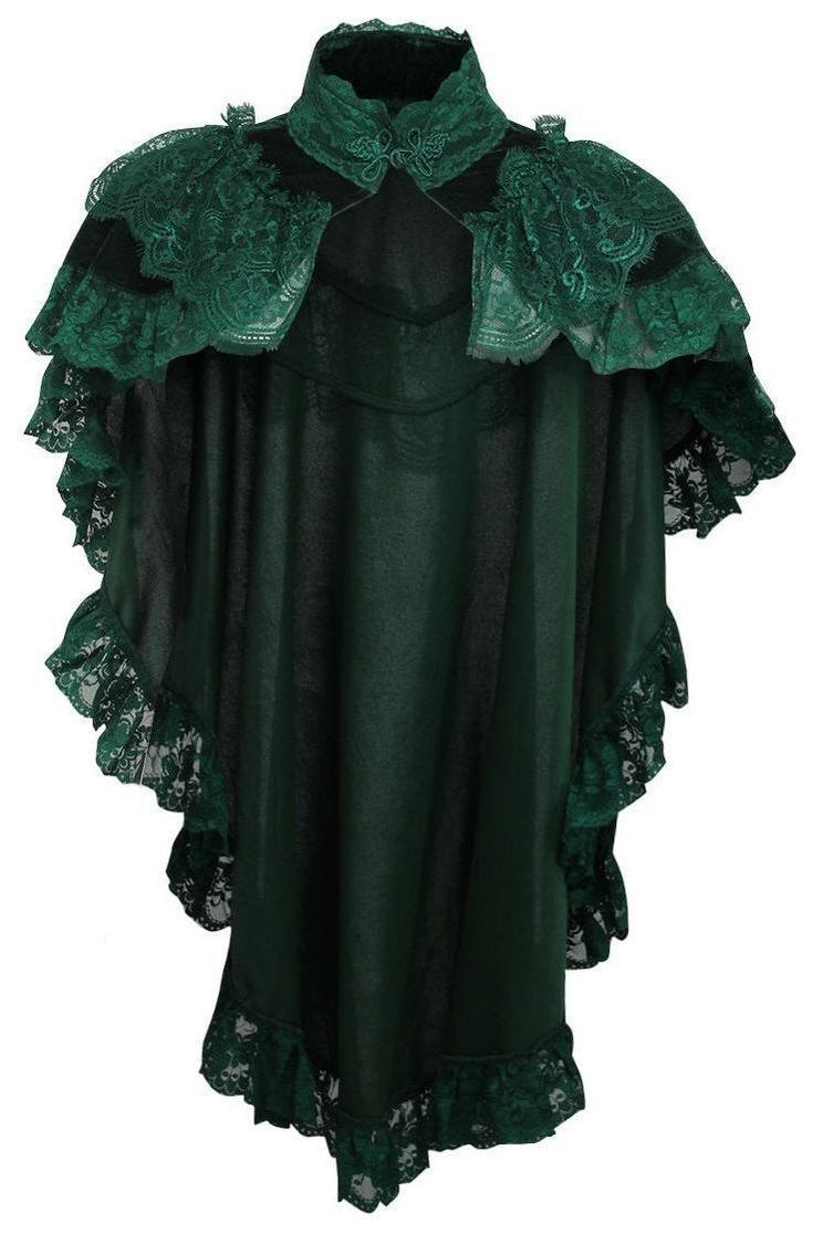 Tapered Dark Green Velvet & Lace Capelet - Daisy Corsets