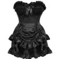 Top Drawer 2 PC Black Satin Steel Boned Burlesque Corset & Black Satin Skirt Set - Daisy Corsets