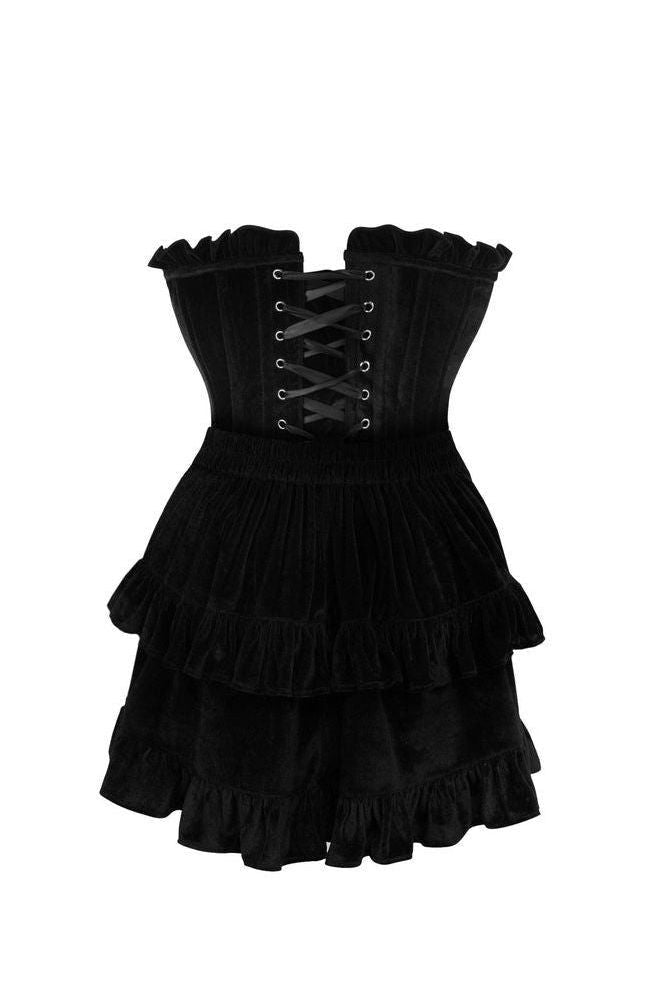 Top Drawer 2 PC Black Velvet Lace - Up Corset & Skirt Set - Daisy Corsets