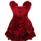 Top Drawer 2 PC Dark Red Velvet Lace - Up Corset & Skirt Set - Daisy Corsets