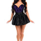 Top Drawer 2 PC Purple/Black Lace Steel Boned Corset & Satin Skirt Set - Daisy Corsets