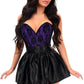 Top Drawer 2 PC Purple/Black Lace Steel Boned Corset & Satin Skirt Set - Daisy Corsets