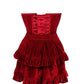 Top Drawer 2 PC Steel Boned Dark Red Velvet Plunge Corset & Skirt Set - Daisy Corsets