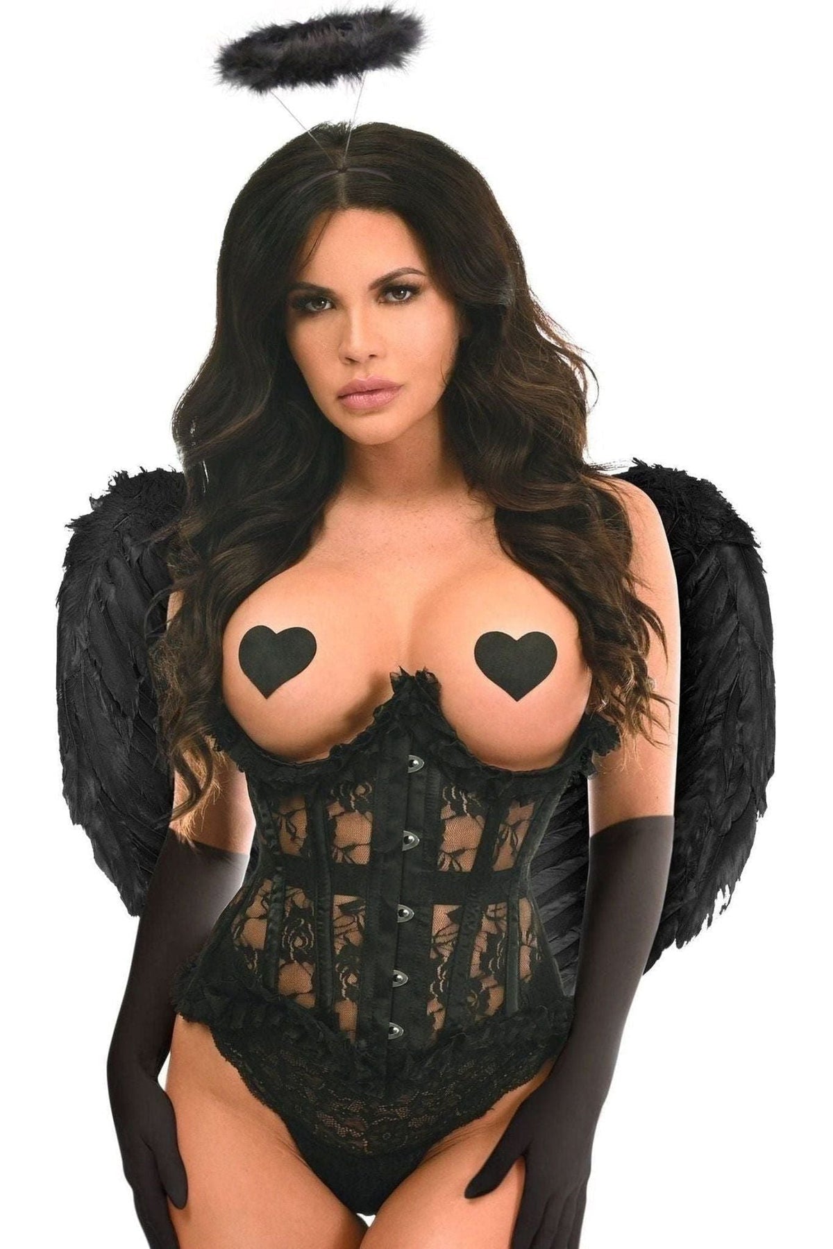 Top Drawer 4 PC Black Lace Dark Angel Corset Costume - Daisy Corsets