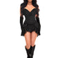Top Drawer 4 PC Premium Black Suede Fringe Cowgirl Corset Costume - Daisy Corsets