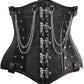 Top Drawer Black Brocade Steel Boned Underbust Corset w/Chains and Clasps - Daisy Corsets