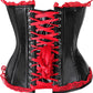 Top Drawer Black Faux Leather & Red Lace Trim Steel Boned Corset - Daisy Corsets