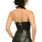 Top Drawer Black Faux Leather Steel Boned Collared Bustier Top - Daisy Corsets