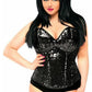Top Drawer Black Sequin Steel Boned Corset - Daisy Corsets