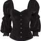 Top Drawer Black Velvet Steel Boned Long Sleeve Corset - Daisy Corsets
