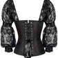 Top Drawer Black w/Black Lace Steel Boned Long Sleeve Corset - Daisy Corsets